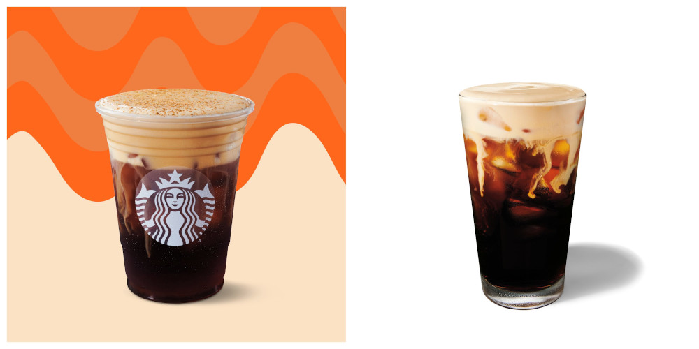 今年将会有Pumpkin Spice Cream Cold Brew（左），和Pumpkin Spice Nitro Cold Brew，两款新的秋季限时饮料供选择。-Starbucks Malaysia供图-