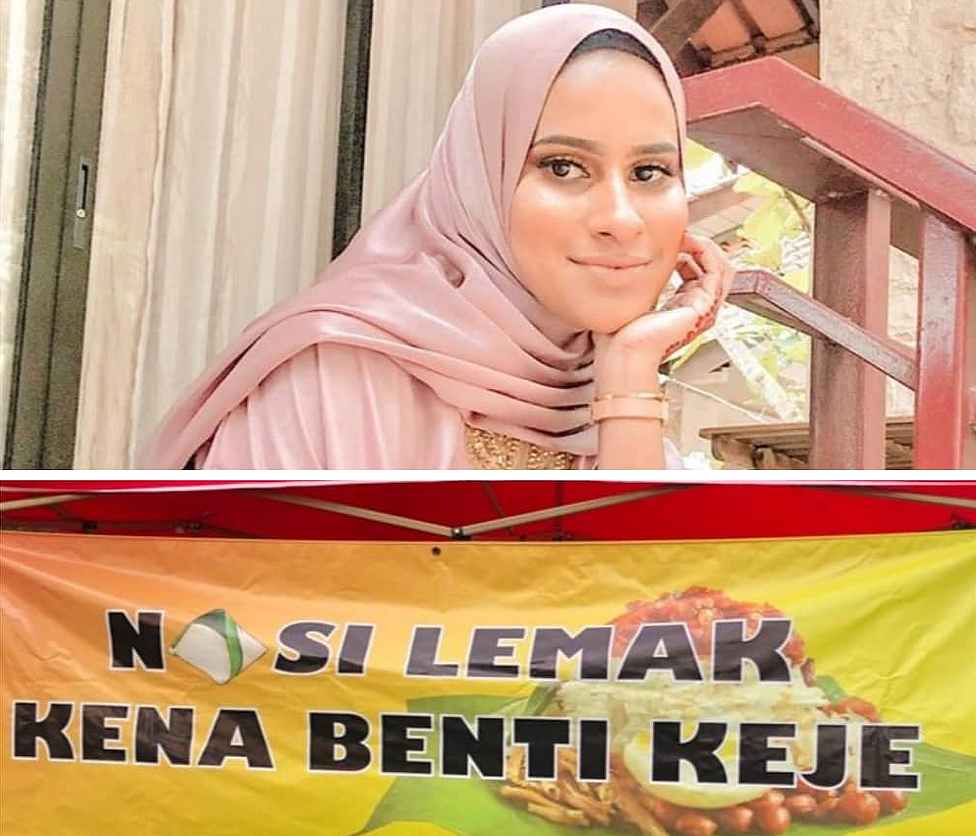 Kajang nasi lemak seller Syahinaz Abdul Majeed has become viral after the stall's catchy name. u00e2u20acu201d Picture via Instagram/ @bie_amd
