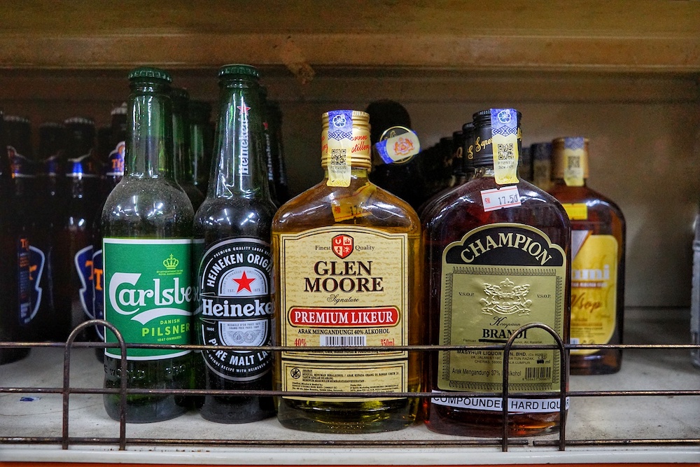 Bottles of liquor that are being sold are seen in a convenience shop in Kuala Lumpur November 19, 2020. u00e2u20acu201d Picture by Ahmad Zamzahuri 