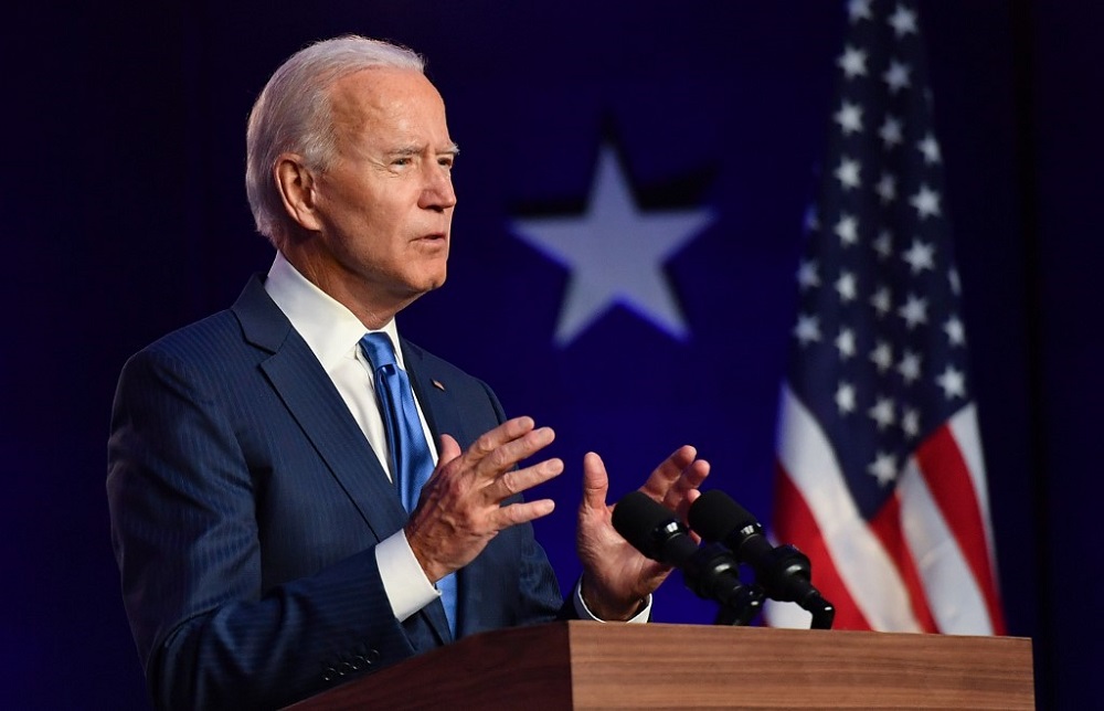 Democratic presidential nominee Joe Biden delivers remarks at the Chase Centre in Wilmington, Delaware November 6, 2020. u00e2u20acu201d AFP pic