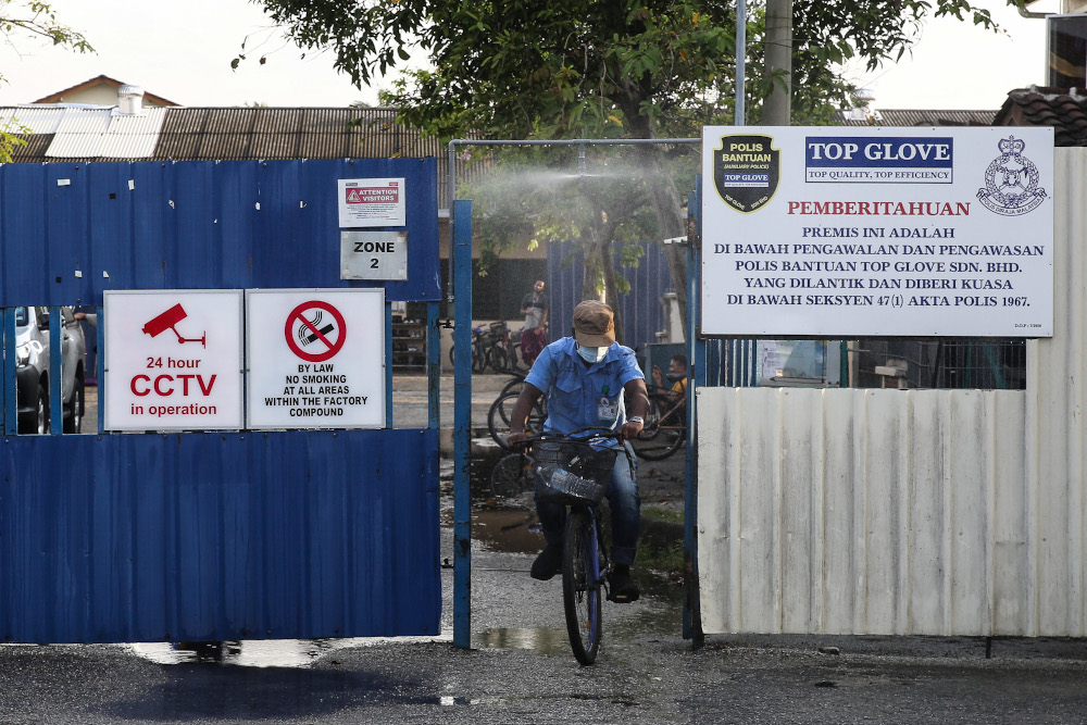 A general view of the entrance of Top Glove Corporation Berhadu00e2u20acu2122s male staff dormitories in Klang November 16, 2020. u00e2u20acu201d Picture by Yusof Mat Isa  