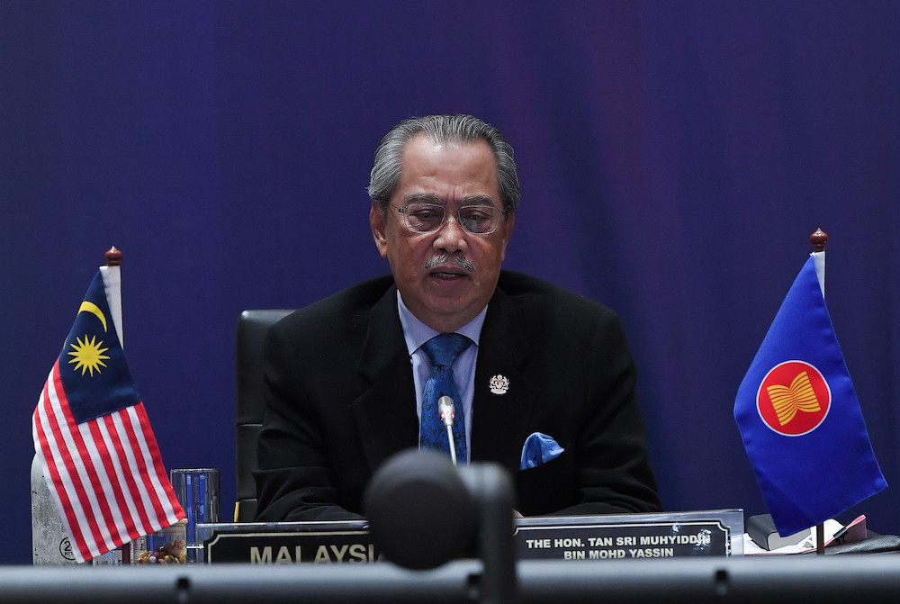 Prime Minister Tan Sri Muhyiddin Yassin addressed the sixth night session of the 37th ASEAN Summit and Related Summits held virtually today, November 14, 2020. u00e2u20acu201du00c2u00a0Bernama pic