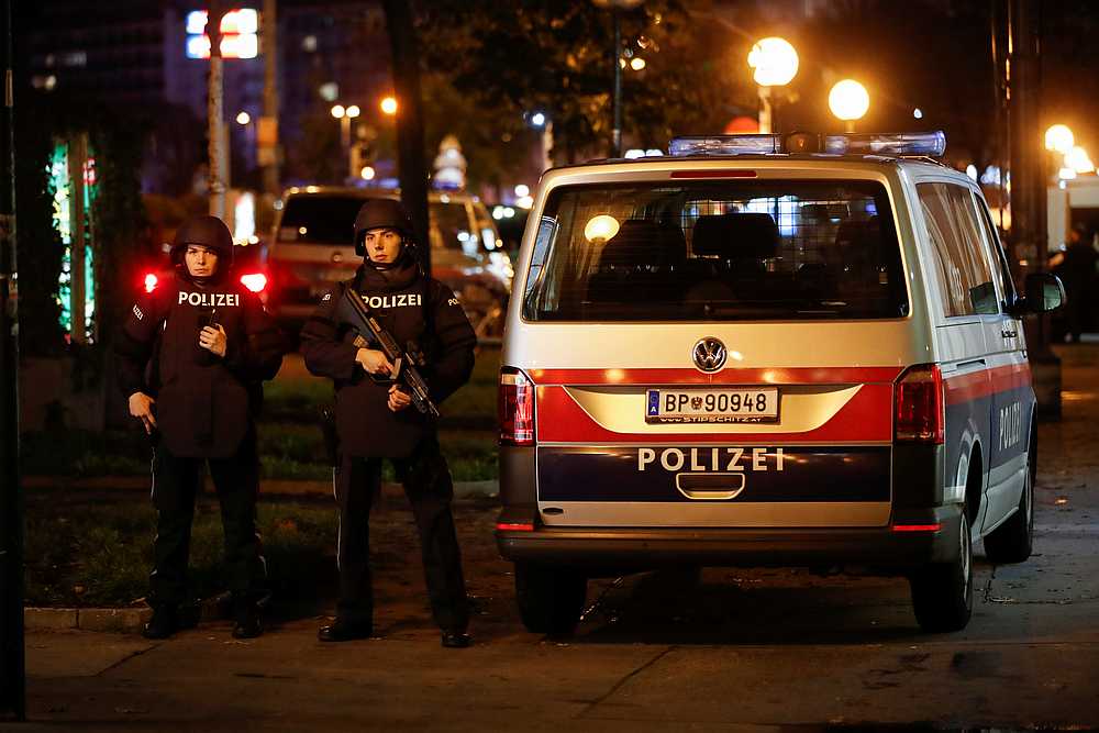 Police officers stand guard on a street near Schwedenplatz square after exchanges of gunfire in Vienna, Austria November 2, 2020. u00e2u20acu201d Reuters pic 