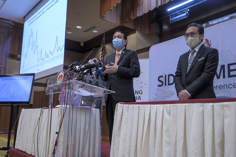 Health director-general Tan Sri Dr Noor Hisham Abdullah speaks during a press conference in Putrajaya November 25, 2020. u00e2u20acu2022 Picture by Shafwan Zaidon