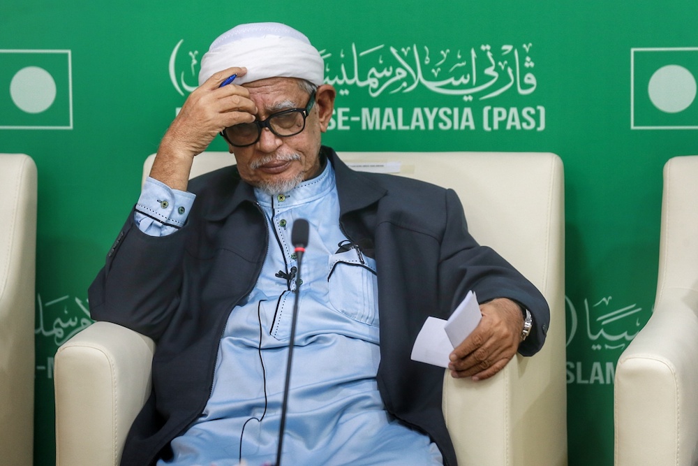 PAS President Datuk Seri Abdul Hadi Awang speaks during a dialogue session with the media at the PAS headquarters in Kuala Lumpur December 13, 2020. u00e2u20acu201d Picture by Ahmad Zamzahuri