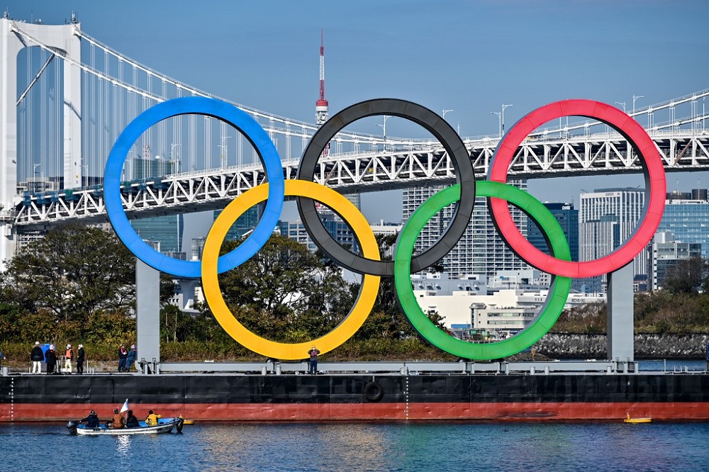 The Olympic rings are reinstalled at the waterfront in Tokyo December 1, 2020. u00e2u20acu201d AFP pic