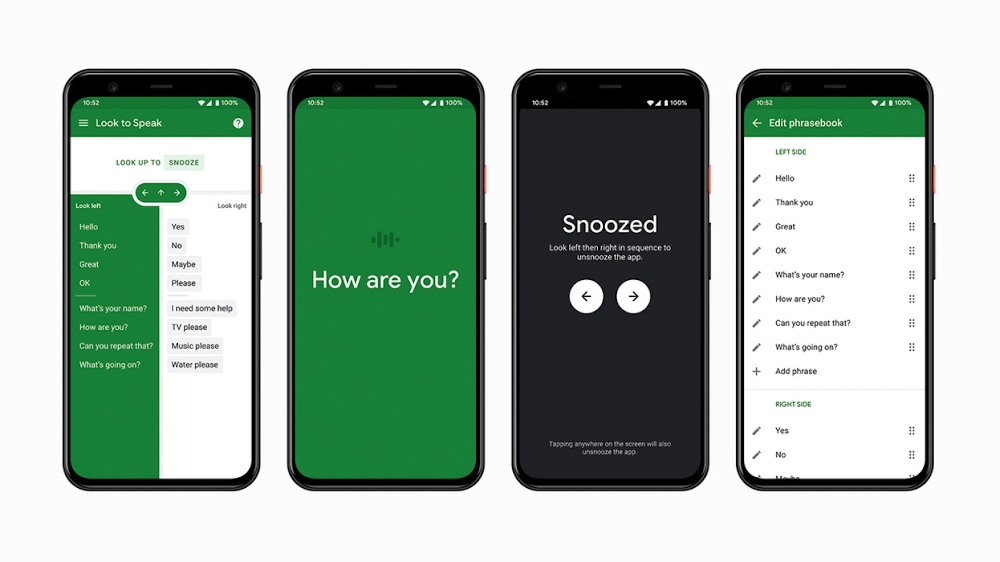 Look to Speak allows disabled users to exchange phrases and sentences with their eye gestures. u00e2u20acu201d Picture courtesy of Google via AFP-Relaxnews 