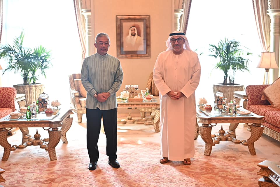 Yang di-Pertuan Agong Al-Sultan Abdullah Riu00e2u20acu2122ayatuddin Al-Mustafa Billah Shah met with Dr Abdul Rahman Mohammed Al Owais at the Emirates Palace December 23, 2020. u00e2u20acu201d Picture via Facebook