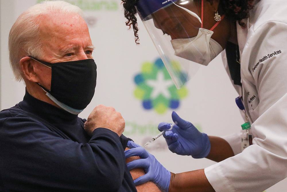 Nurse practitioner Tabe Mase gives US President-elect Joe Biden a dose of a vaccine against Covid-19 at ChristianaCare Christiana Hospital, in Newark, Delaware December 21, 2020. u00e2u20acu201d Reuters pic