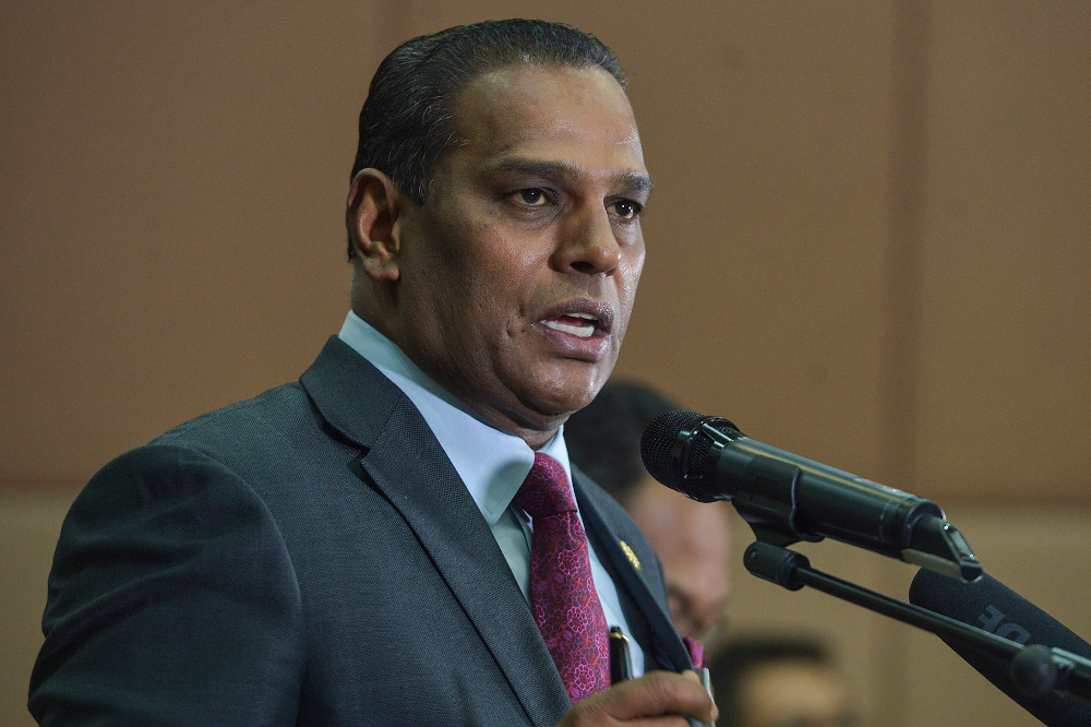 Human Resources Minister Datuk Seri M. Saravanan speaks during a press conference at the Ministry of Human Resources, Putrajaya December 3, 2020. u00e2u20acu201d Picture by Miera Zulyana