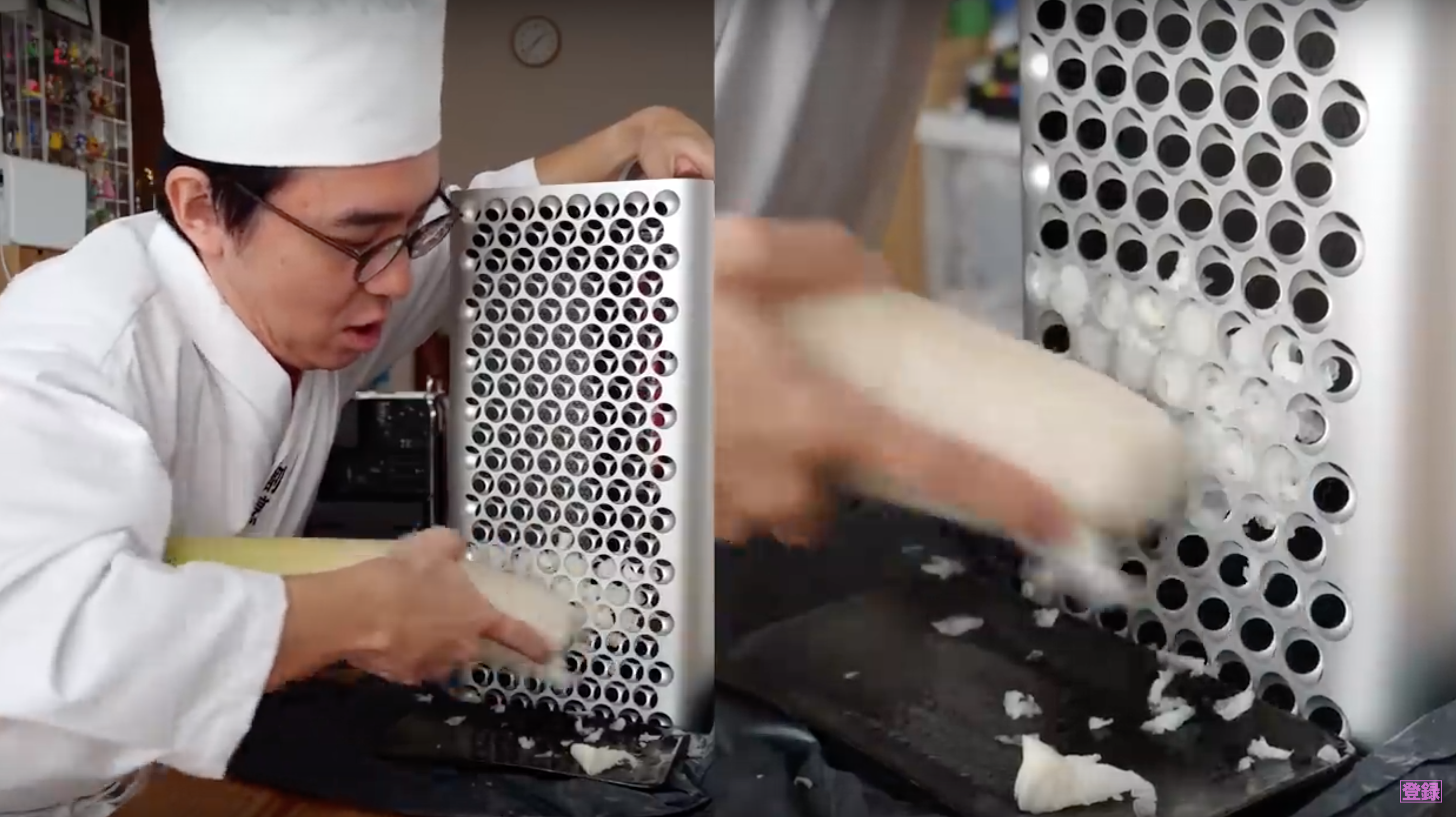 濑户弘司直接把主机来刨萝卜丝，网民都在看傻了眼。-图摘自瀬戸弘司 / Koji SetoYouTube视频-