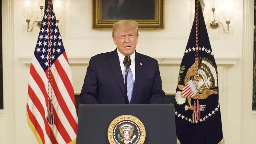 US President Donald Trump gives an address, a day after his supporters stormed the US Capitol in Washington in this still image taken from video provided on social media, January 8, 2021. u00e2u20acu201d Donald J. Trump via Twitter via Reuters