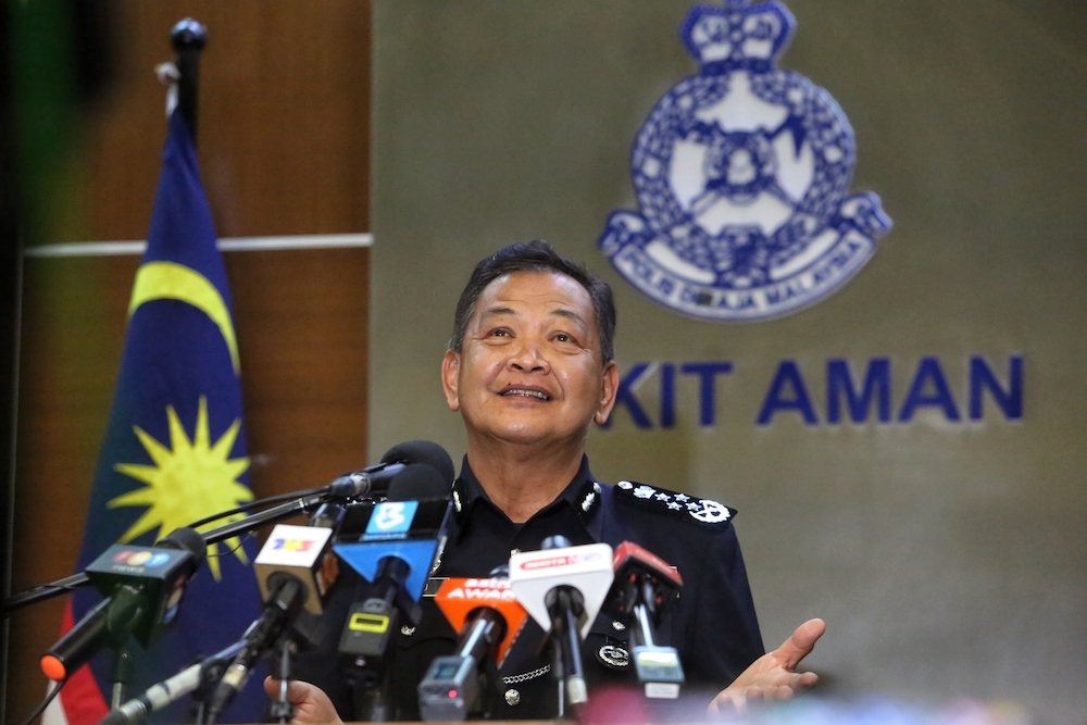 Inspector-General of Police Tan Sri Abdul Hamid Bador speaks at a press conference on MCO 2.0 in Kuala Lumpur January 12, 2021. u00e2u20acu201d Picture by Choo Choy May