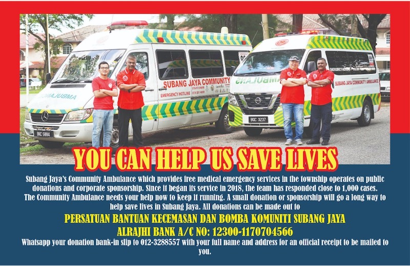 Subang Jaya Community Ambulance pleads for public support to continue its free services to the community. u00e2u20acu201d Picture courtesy of SJ Beacon