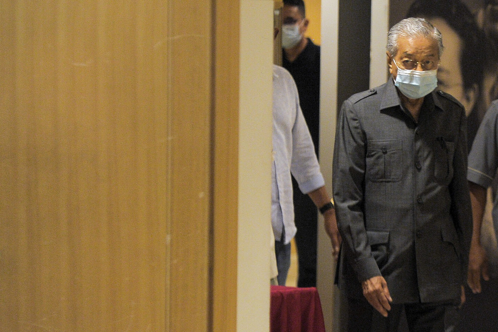 Pejuang chairman Tun Mahathir Mohamad arrives for a press conference at Perdana Leadership Foundation in Putrajaya January 7, 2021. u00e2u20acu201d Picture by Shafwan Zaidon