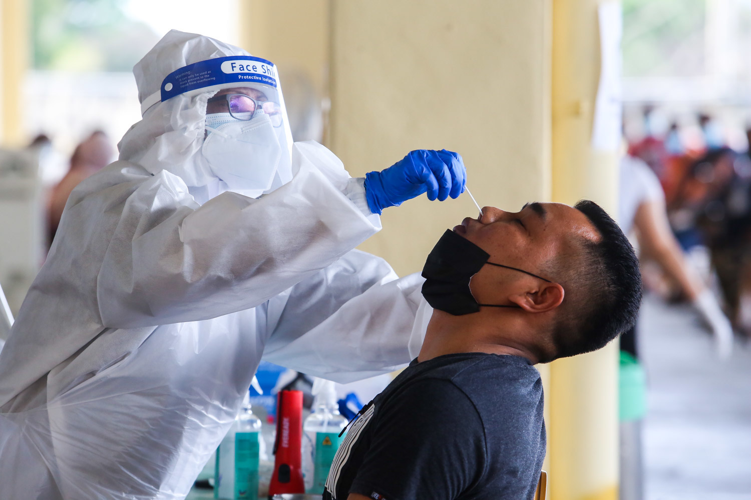 Health officers conduct the Covid-19 antigen rapid test at Laurent Bleu, CMC Centre Cheras January 11, 2021. u00e2u20acu201d Picture by Choo Choy May