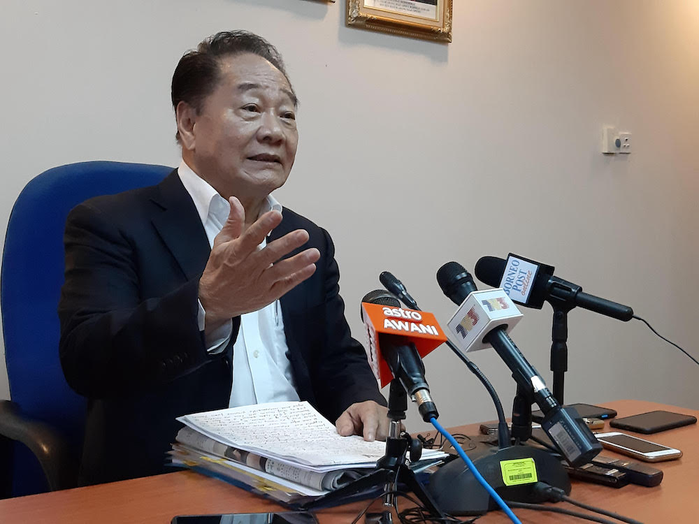 Parti Sarawak Bersatu (PSB) president Datuk Sri Wong Soon Koh addresses a press conference in Kuching January 23, 2021. u00e2u20acu201d Picture bySulok Tawien