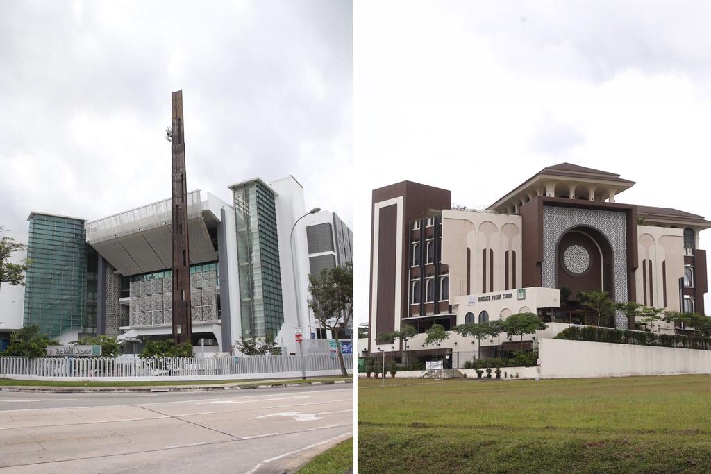 The secondary school student had hatched a plan to attack the Assyafaah Mosque (left) along Admiralty Lane and Yusof Ishak Mosque in Woodlands, the Internal Security Department said. u00e2u20acu201du00c2u00a0TODAY pic