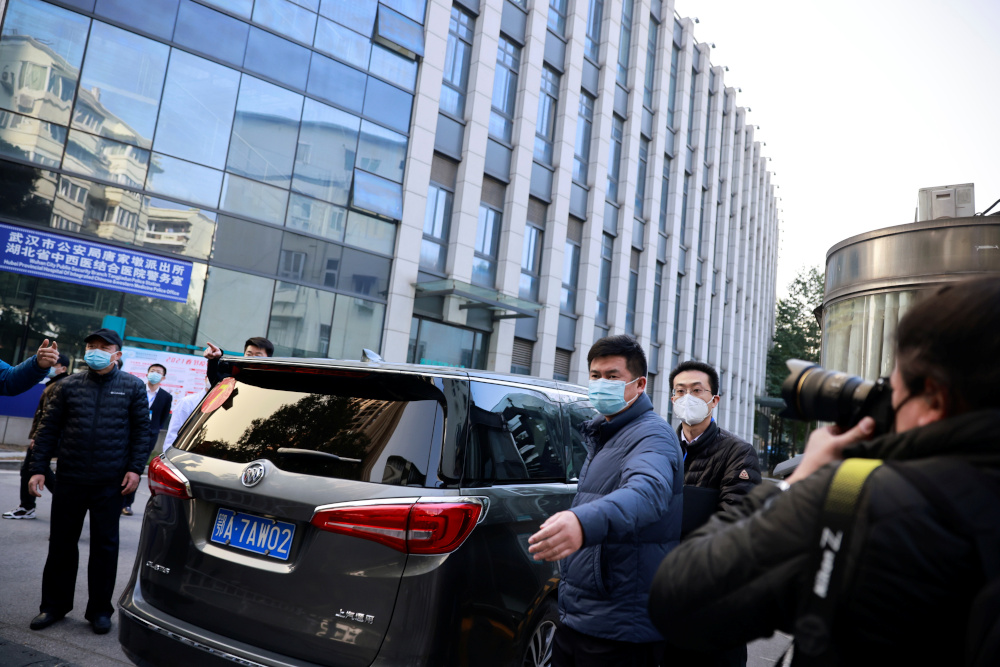 A car carrying members of the WHO team tasked with investigating the origins of the coronavirus disease arrives at Hubei Provincial Hospital of Integrated Chinese and Western Medicine in Wuhan, Hubei province, China January 29, 2021. u00e2u20acu201d Reuters pic 