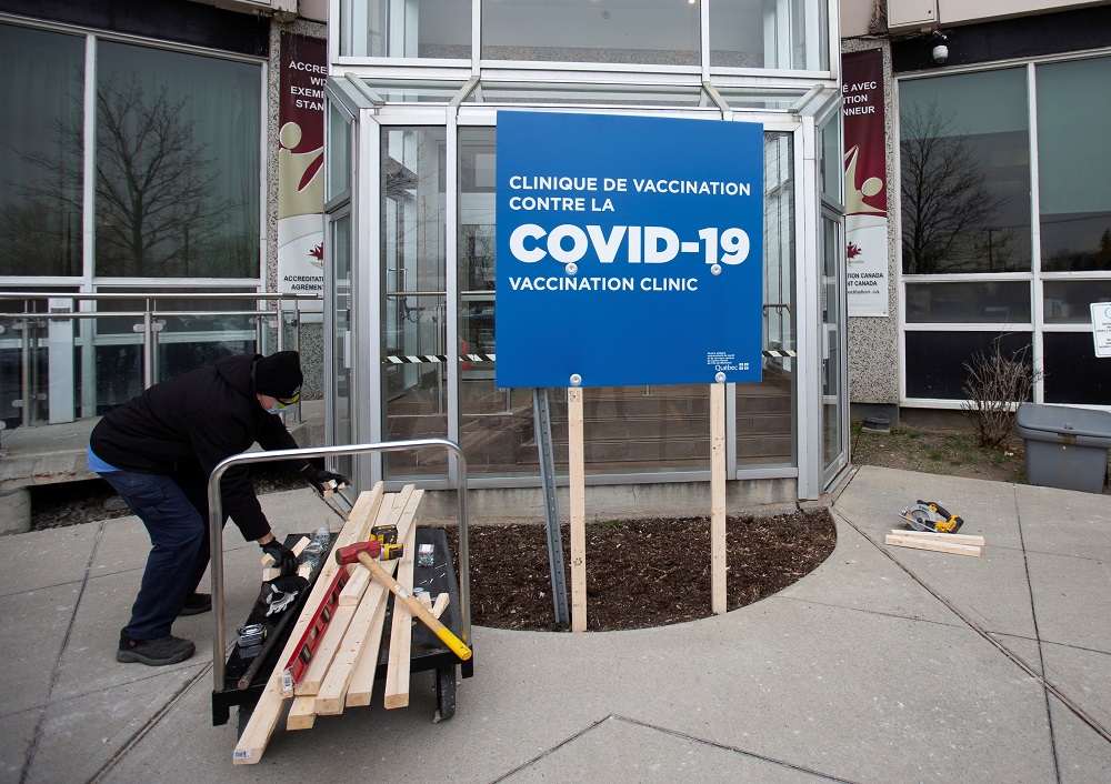 A worker puts up a sign outside the Maimonides long term care home in Montreal, Quebec, Canada December 14, 2020. u00e2u20acu2022 Reuters pic