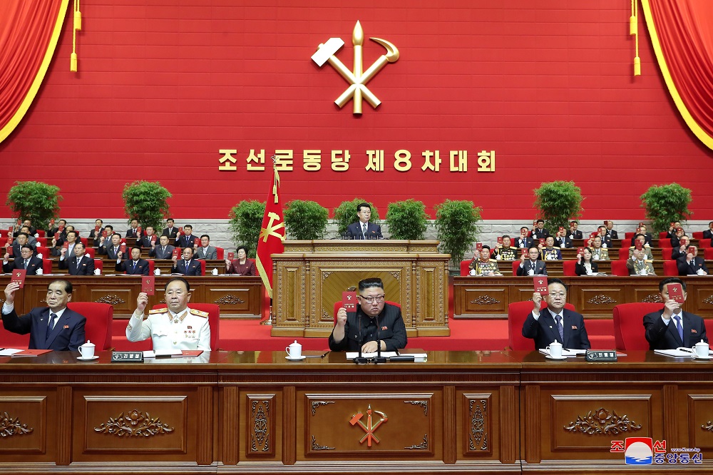 North Korean leader Kim Jong-un attends the first day of the 8th Congress of the Workers' Party in Pyongyang, North Korea, in this photo supplied by North Korea's Central News Agency (KCNA) on January 6, 2021. u00e2u20acu2022 Picture by KCNA via Reuters