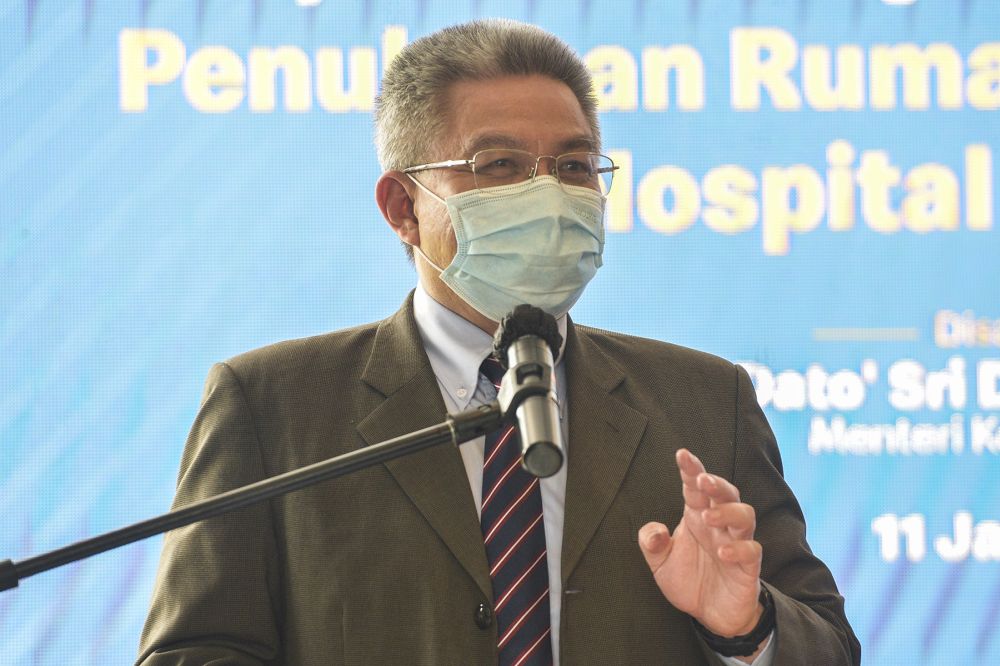 Health Minister Datuk Seri Dr Adham Baba delivers a speech in Putrajaya January 11, 2021. u00e2u20acu201d Picture by Miera Zulyana