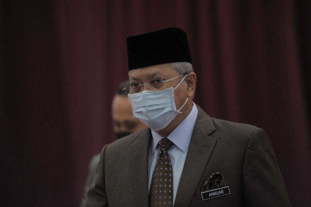 Tan Sri Annuar Musa arrives for a press conference in Putrajaya January 6, 2021.  u00e2u20acu201d Picture by Shafwan Zaidon