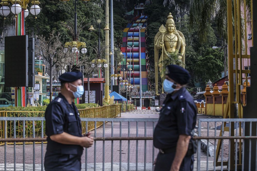 A general view of Batu Caves during Thaipusam amid the movement control order January 28, 2021. u00e2u20acu201d Picture by Hari Anggara