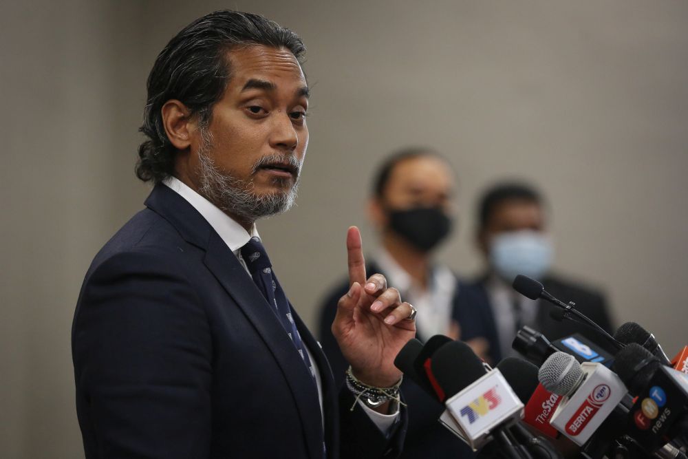 Science, Technology and Innovation Minister Khairy Jamaluddin speaks during a press conference at Parliament in Kuala Lumpur January 5, 2021. u00e2u20acu201d Picture by Yusof Mat Isa