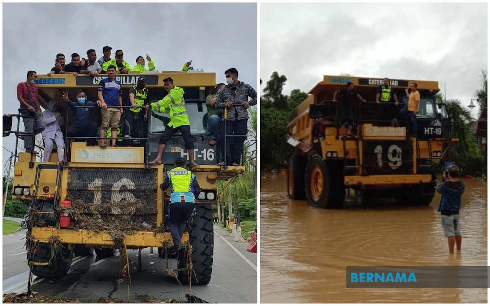 Police in Lipis asked for the help of Sadri Asreil Sahairu00e2u20acu2122s heavy machinery, dubbed u00e2u20acu02dcKing Kongu00e2u20acu2122 to rescue flood victims due to rising floodwaters. u00e2u20acu201d Picture via Twitter/Bernama