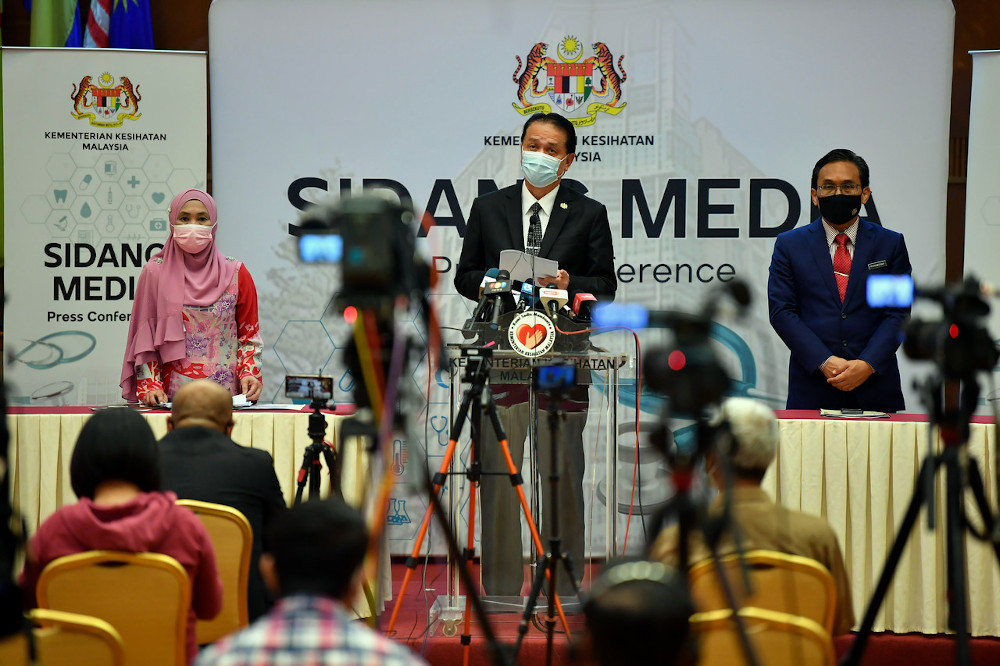 Health director-general Tan Sri Dr Noor Hisham Abdullah gives a press conference on Covid-19 at the Health Ministry in Putrajaya, January 4, 2021. u00e2u20acu201d Bernama pic 