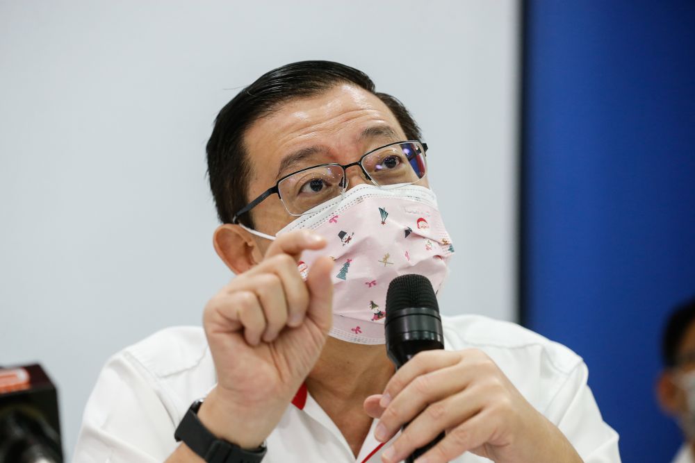 DAP secretary-general Lim Guan Eng speaks during a press conference at Wisma DAP in George Town January 7, 2021. u00e2u20acu201d Picture by Sayuti Zainudin