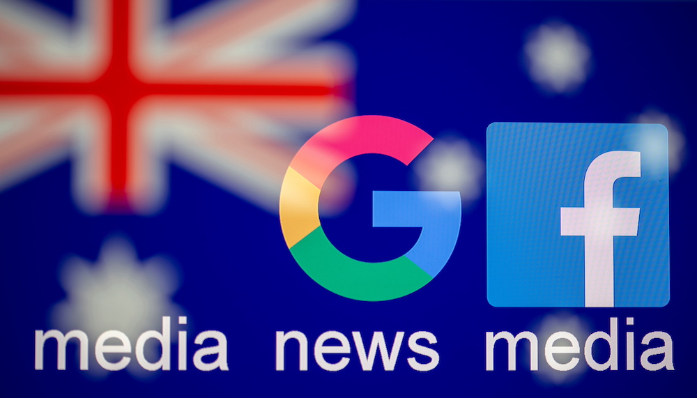 Google and Facebook logos, words u00e2u20acu02dcmedia, news, mediau00e2u20acu2122 and Australian flag are displayed in this illustration taken, February 18, 2021. u00e2u20acu201d Reuters pic