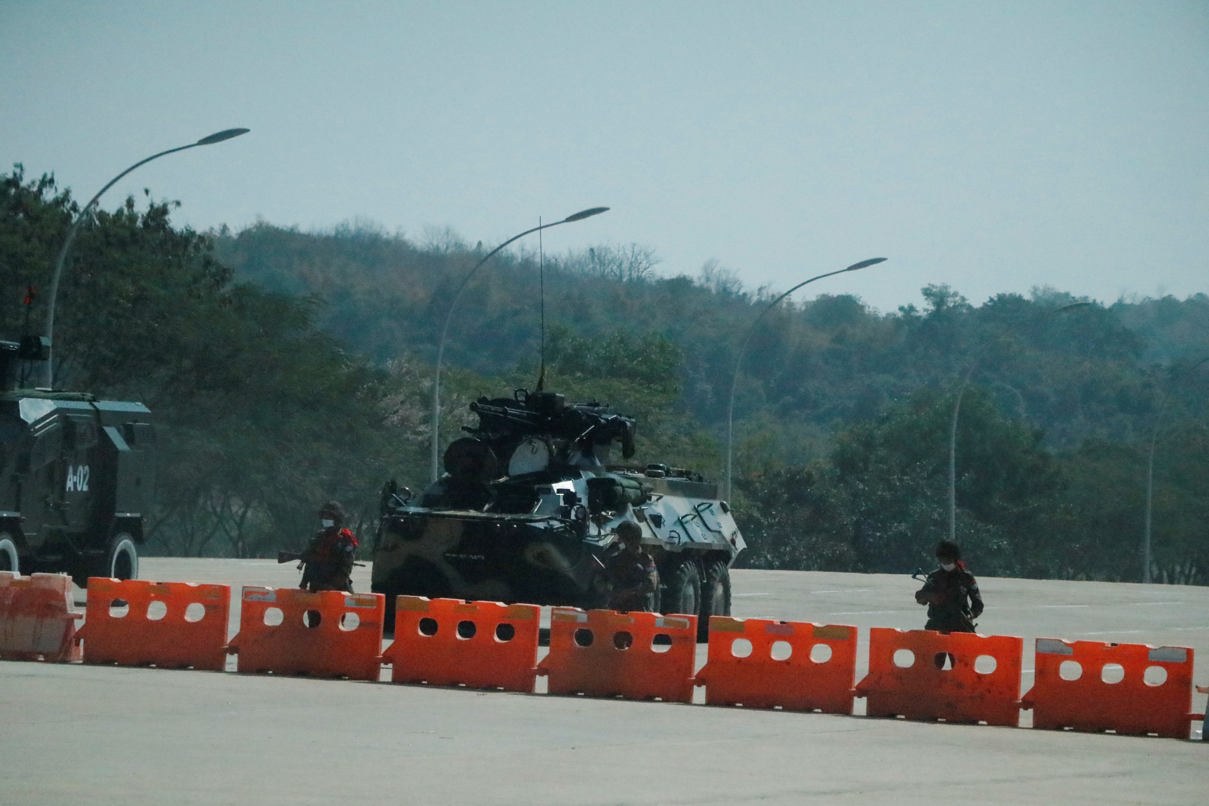 Myanmar's military checkpoint is seen on the way to the congress compound in Naypyitaw, Myanmar February 1, 2021. u00e2u20acu2022 Reuters pic