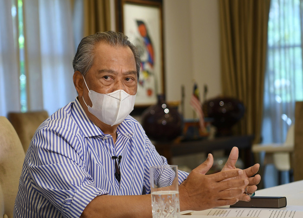 Prime Minister Tan Sri Muhyiddin Yassin during a special interview with several media organisations on his first year in office at his residence in Bukit Damansara, February 28, 2021.nu00e2u20acu201d Bernama picn