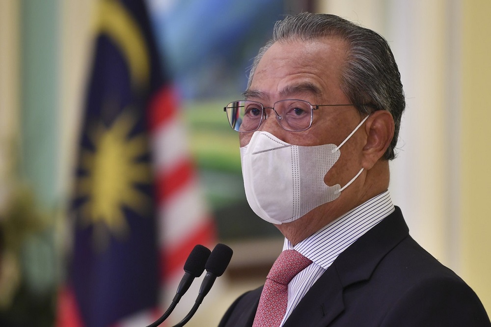 Prime Minister Tan Sri Muhyiddin Yassin delivers a speech at the launch of the National Covid-19 Immunisation Programme Handbook at the Perdana Putra Building in Putrajaya February 16, 2021. u00e2u20acu201d Bernama pic