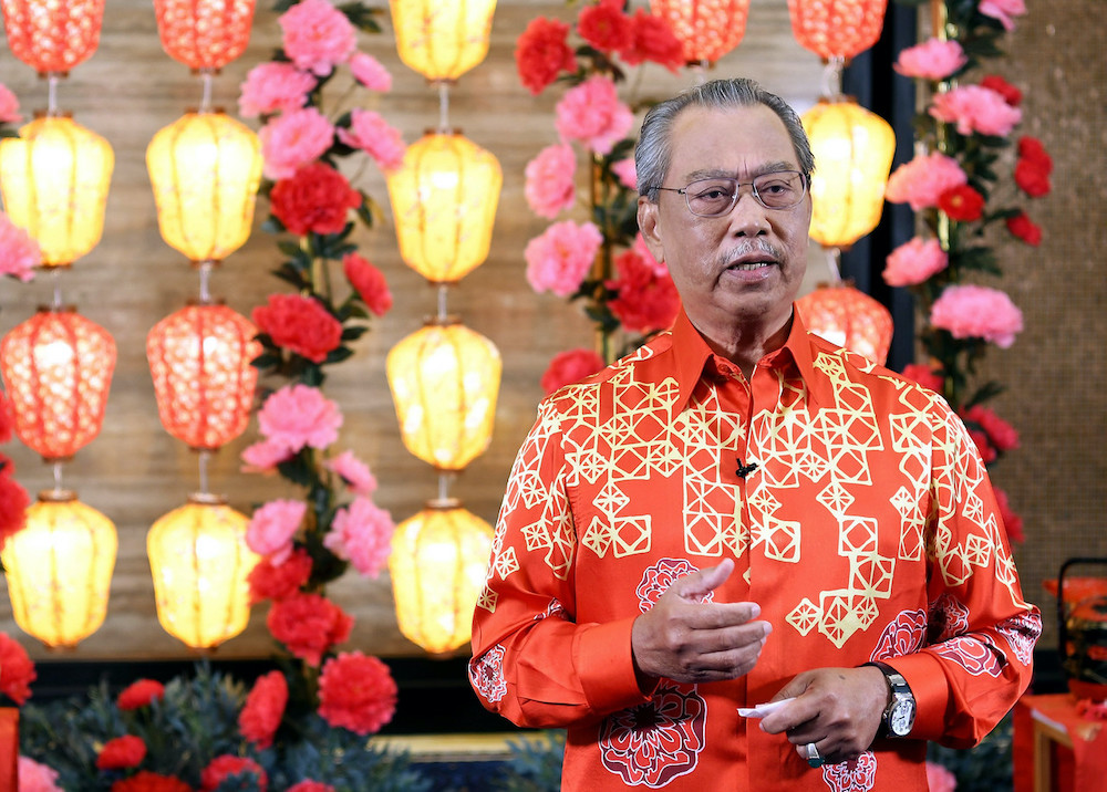 Prime Minister Datuk Muhyiddin Yassin at the Malaysia virtual Chinese New Year Open House in Kuala Lumpur, February 2021. u00e2u20acu201d Bernama picnn