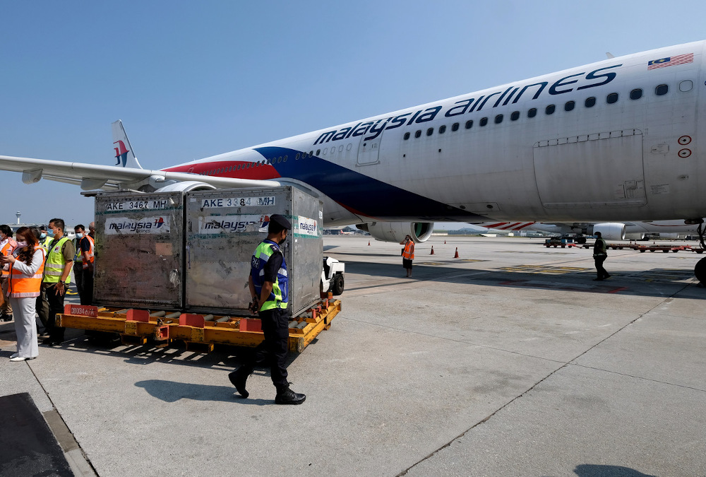 Persiapan penerimaan vaksin Pfizer-BioNTech sebanyak 312,390 dos di Zon Bebas Komersil MasKargo KLIA 17 Februari 2021. u00e2u20acu201d Foto Bernama