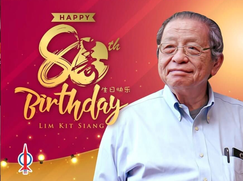 Veteran politician Lim Kit Siang celebrated his 80th birthday on February 20. u00e2u20acu201d Picture courtesy of Twitter/DAP