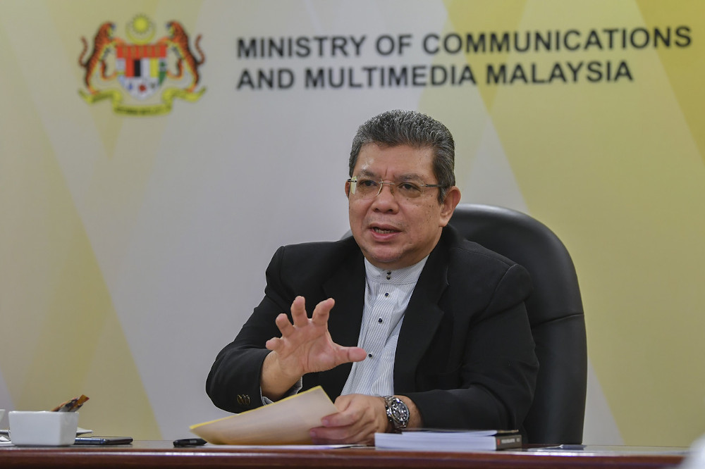 Communications and Multimedia Minister Datuk Saifuddin Abdullah during a virtual engagement session with the Federation of National Writers Association (Gapena) at his ministry in Putrajaya, February 5, 2021. u00e2u20acu201d Bernama picnn