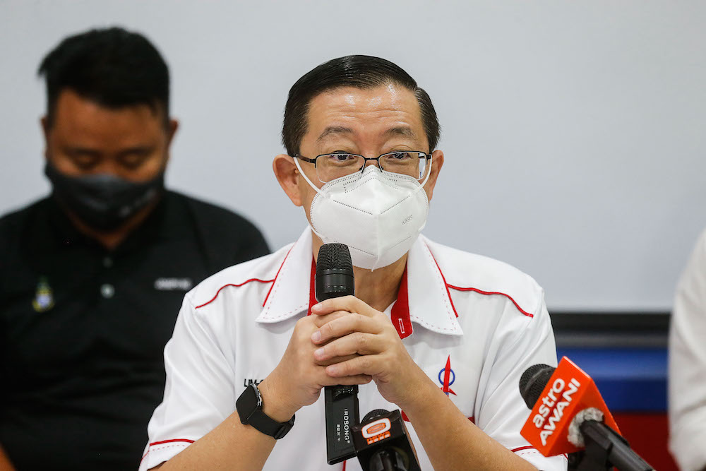 DAP Secretary General Lim Guan Eng speaks to the press at a press conference in Wisma DAP, George Town March 8, 2021. u00e2u20acu201d Picture by Sayuti Zainudin