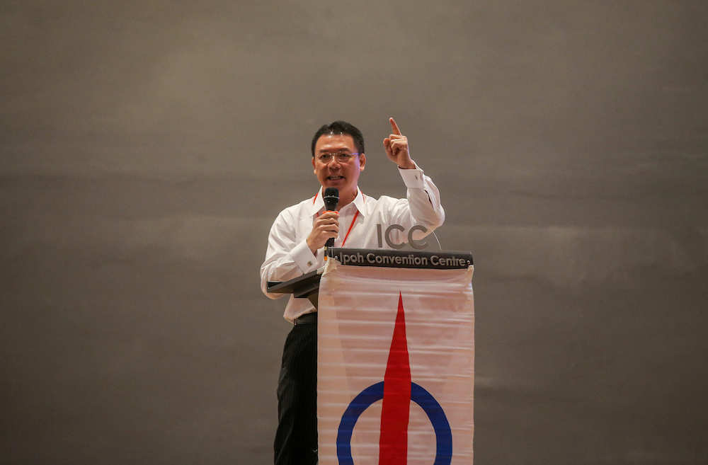 Perak DAP chairman Nga Kor Ming delivers his speech during the Perak DAP party convention in Ipoh Convention Centre, March 14, 2021. u00e2u20acu201d Picture by Farhan Najib