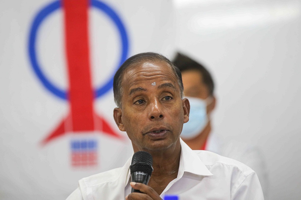 Ipoh Barat MP M. Kulasegaran speaks during a press conference in Ipoh March 5, 2021. u00e2u20acu201d Picture by Farhan Najib