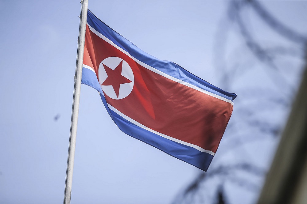 A North Korean flag is pictured at the North Korean embassy in Damansara Heights, Kuala Lumpur March 20, 2021. u00e2u20acu201d Picture by Hari Anggara