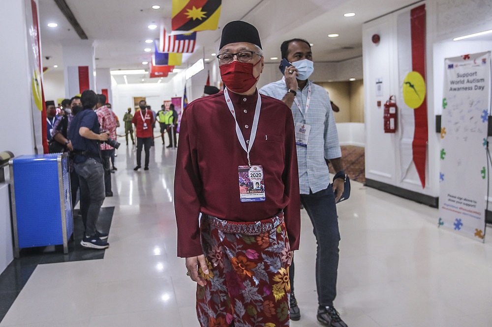 Umno vice-president Datuk Seri Ismail Sabri Yaakob arrives for the 2021 Umno annual general assembly in Kuala Lumpur March 27, 2021. u00e2u20acu2022 Picture by Hari Anggara.nn