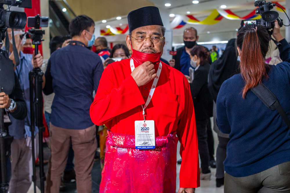 Umno supreme council member, Datuk Seri Tajuddin Abdul Rahman is pictured at the 2020 Umno annual general meeting in Kuala Lumpur on March 28, 2021. u00e2u20acu2022 Picture by Shafwan Zaidon