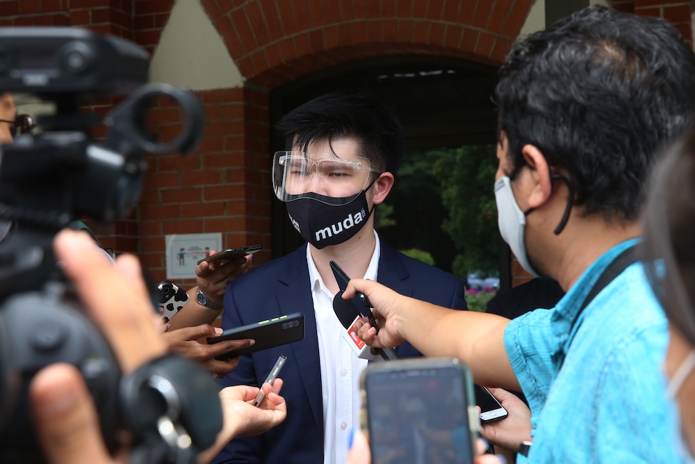 MUDA vice president and lawyer, Lim Wei Jiet, speaks to the media in Putrajaya, March 25, 2021. u00e2u20acu201d Picture by Choo Choy May