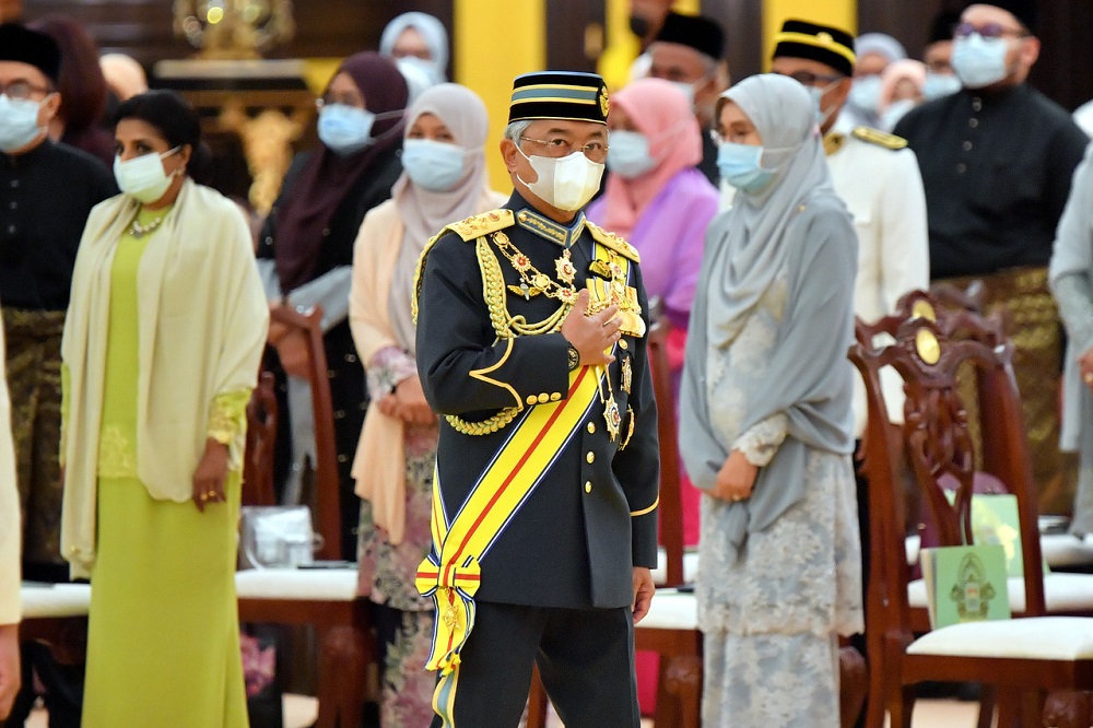 Yang di-Pertuan Agong Al-Sultan Abdullah Riu00e2u20acu2122ayatuddin Al-Mustafa Billah Shah to confer Federal Territory awards, honours and medals to 143 individuals at Istana Negara today, March 23, 2021. u00e2u20acu2022 Bernama pic