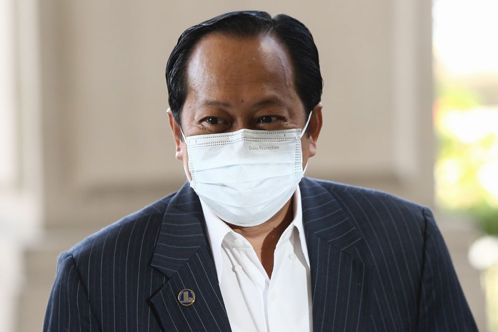 Umno secretary-general Datuk Seri Ahmad Maslan is pictured at the Kuala Lumpur High Court March 11, 2021. u00e2u20acu201d Picture by Yusof Mat isann