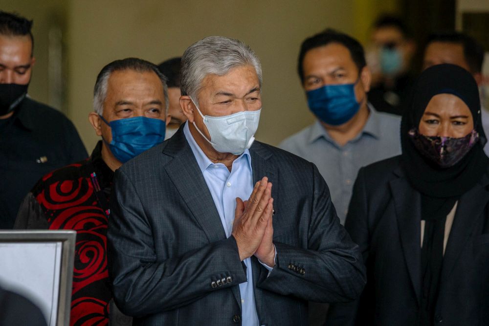 Datuk Seri Ahmad Zahid Hamidi is pictured at the Kuala Lumpur High Court in Kuala Lumpur March 10, 2021. u00e2u20acu201d Picture by Firdaus Latif